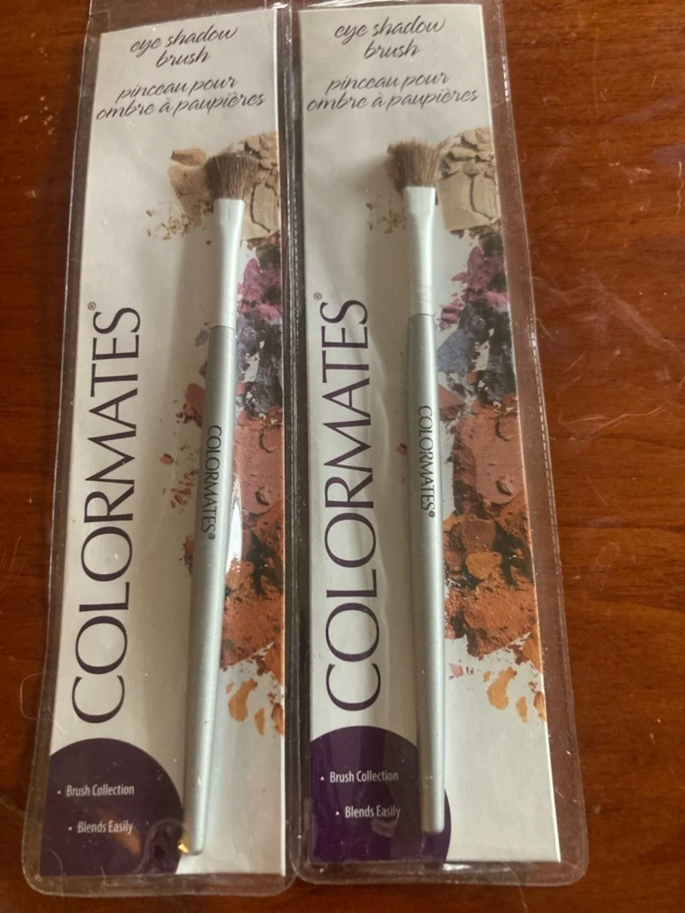 ColorMates Eye Shadow Brush - Silver Handle (Set of 2) new in packages